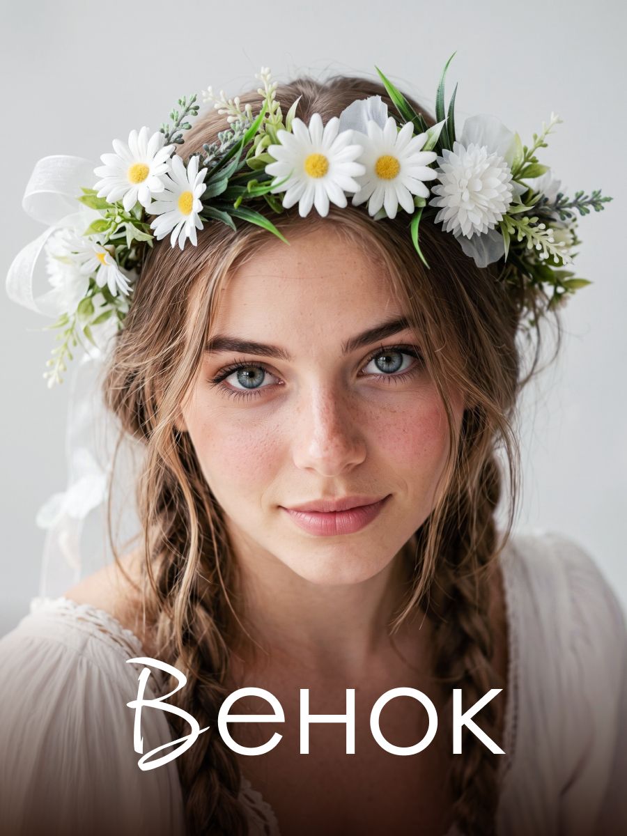 Венок на голову из цветов, венок для волос женский