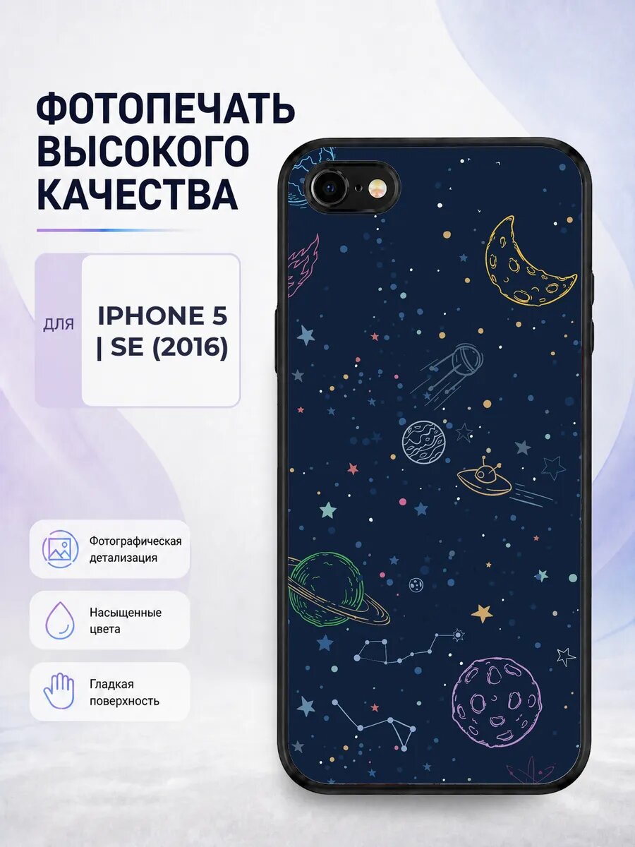 Чехол бампер iPhone 5/5s детский космос планеты космонавт