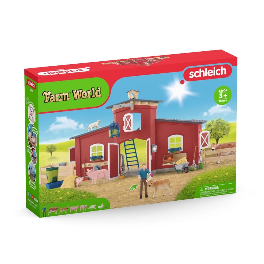 Фигурка Schleich Farm World Большой амбар с животными и аксессуарами 42606, разноцветный