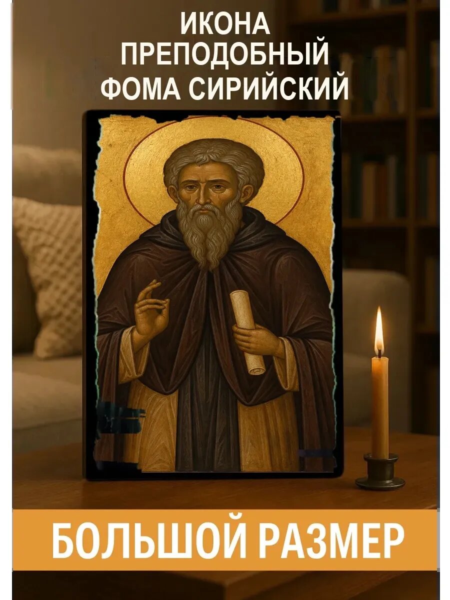 Икона Преподобный Фома Сирийский, на дереве, 30×40 см, освящённая