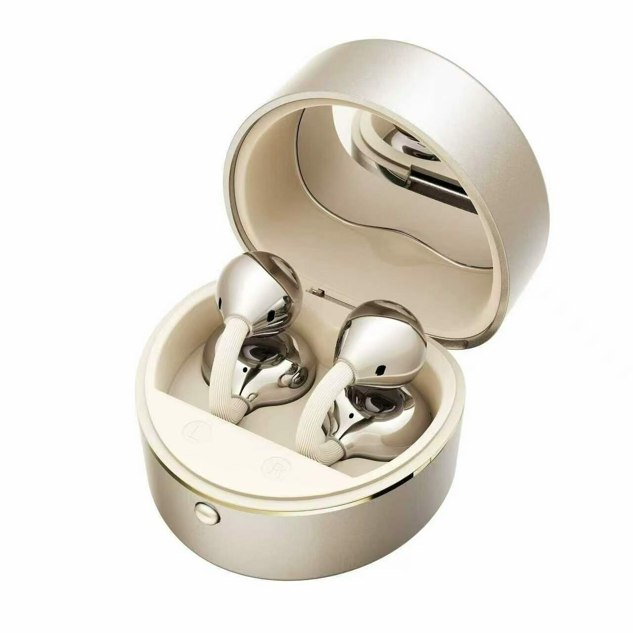 M186 Беспроводные наушники-клипсы TWS в форме сердца с бежевым кейсом Bluetooth 6.0