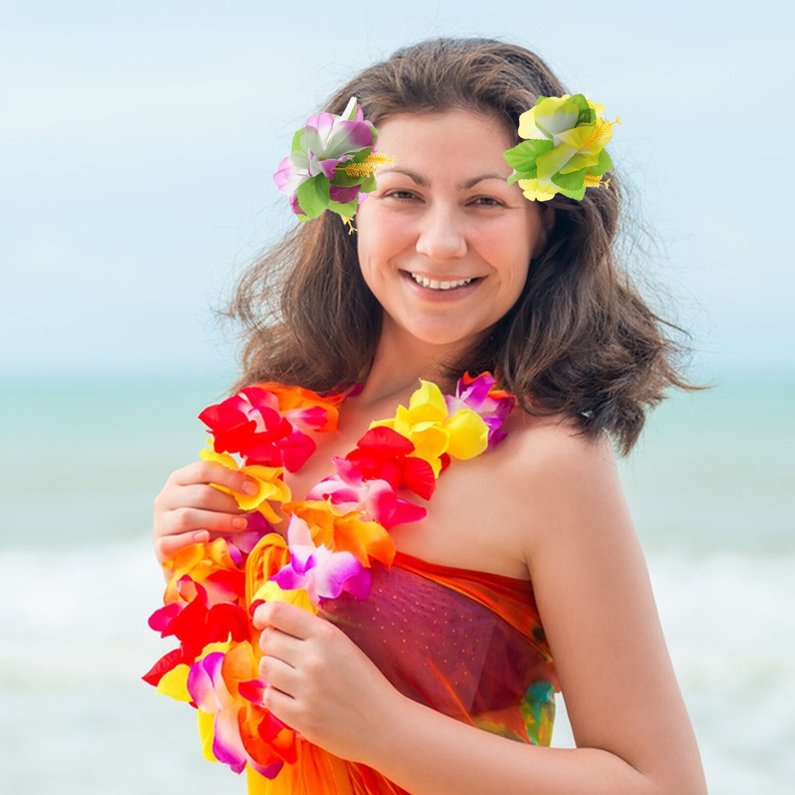 8 Штук Цветочные Заколки Для Волос Гавайские Hibiscus Подходит Для Любой Погоды И Цвета Волос 11.50X3.00X2.00Cm
