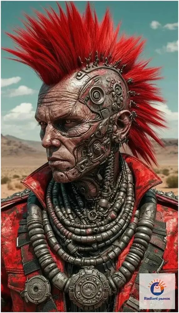 Декоративная табличка <Киберпанк-воин> 20 30 см