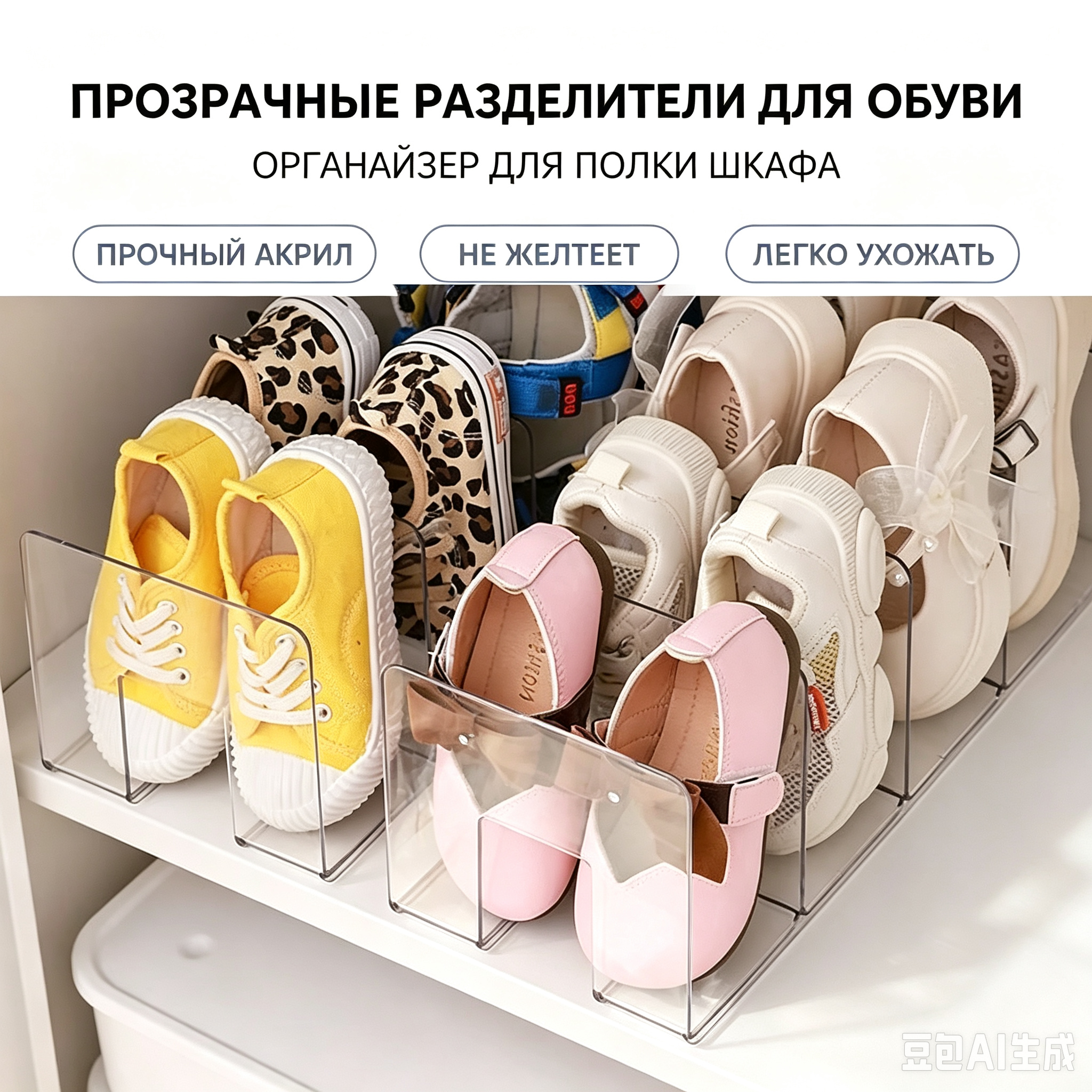 Органайзер, прозрачный, складной, для аксессуаров и сумок, пластик