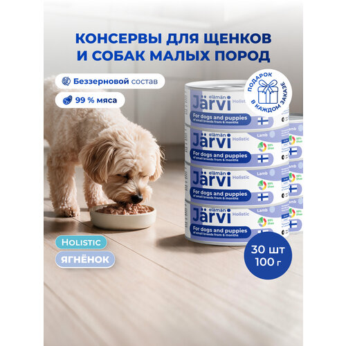 фото Влажный корм jarvi для щенков и собак малых пород с ягненком, 30 шт. х 100 г