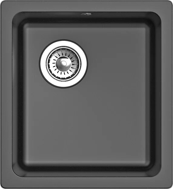 Мойка кухонная Rivelato Berkana BK-35 antracite кварцевая, 41x45, прямоугольная, мойка для кухни, черная, под столешницу, матовая