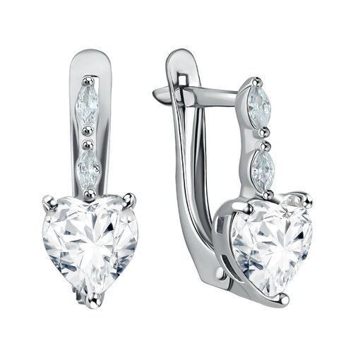 фото Серьги яхонт, серебро, 925 проба, фианит