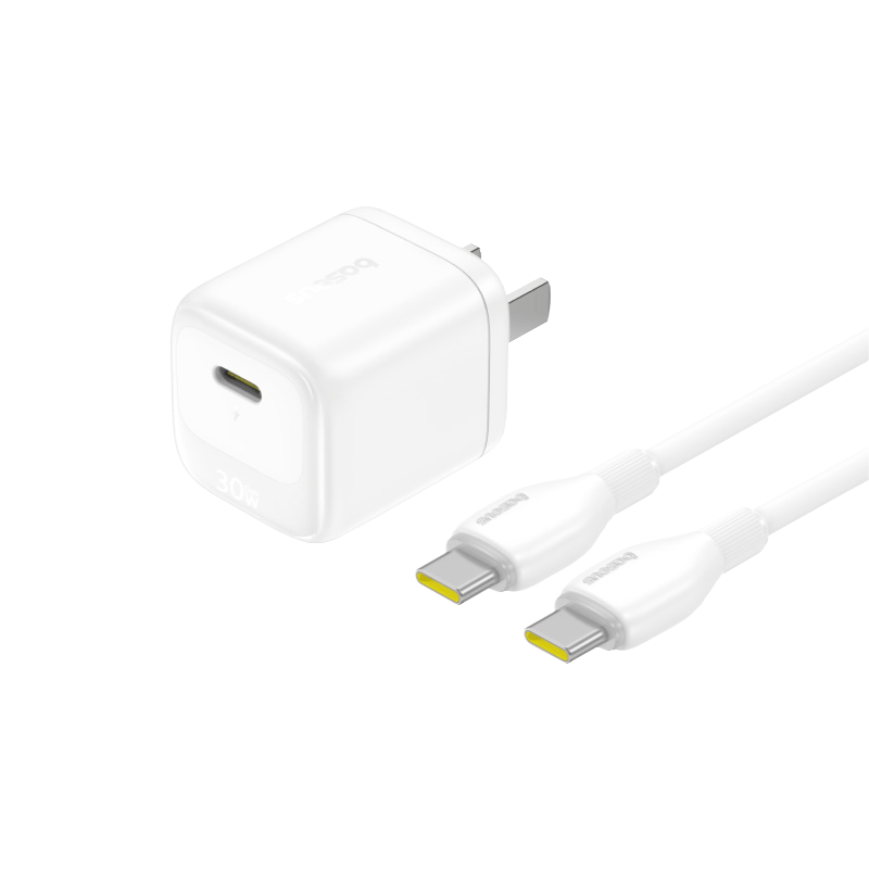 Baseus Mini Ice 30W GaN зарядное устройство для iPhone 15-17 с кабелем 2м белый Версия：Сертифицировано по национальному