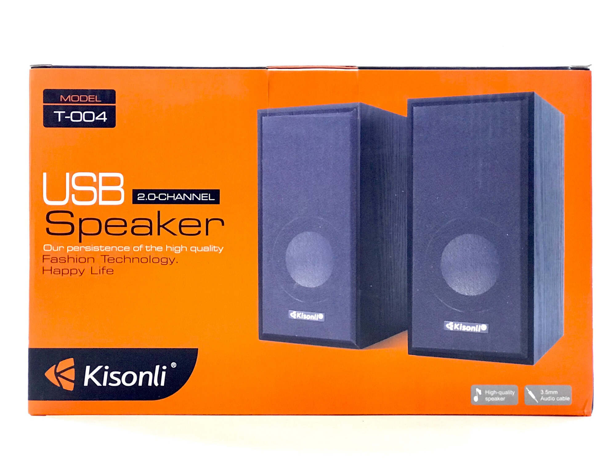 Колонка Kisonli T-004 — 2.0 стерео, 3 Вт*2, USB и AUX, 20–20 000 Гц, 4 Ом, прочная, стильная и удобная в использовании.
