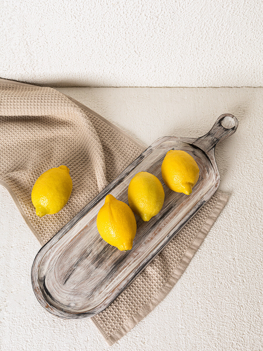 Доска сервировочная DeNASTIA потертости, с ручкой 50 x 15 x 1,5 см, серый, KB00025