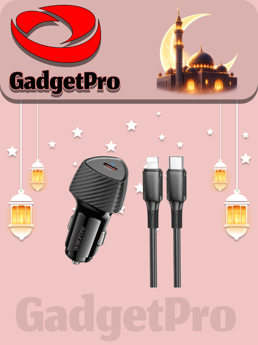 Автомобильное зарядное устройство BOROFONE BZ31B Type-C - Lightning (чёрный), быстрая зарядка для авто
