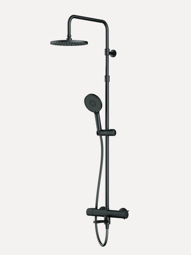 Изображение товара Душевая система AM.PM X-Joy F0785A522, смеситель ванна/душ, термостат, ручной/верх. душ, черный