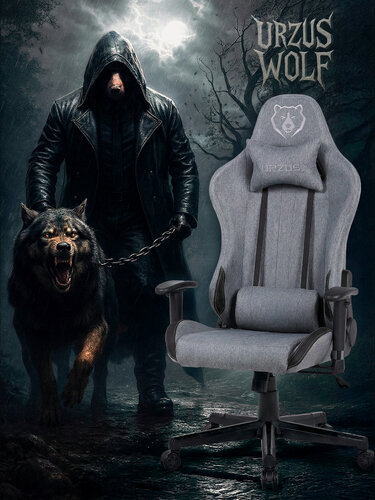Изображение товара Кресло игровое компьютерное URZUS Wolf UR-7351114, текстиль, черное/серое