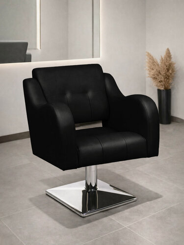 Изображение товара Парикмахерское кресло Волна, гидравлика, квадратное основание, Уютный мастер, черный
