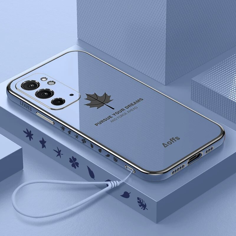 Силиконовый чехол для OnePlus 9 RT с полным экраном защитного стекла и совпадающим шнурком, цвет: Голубой