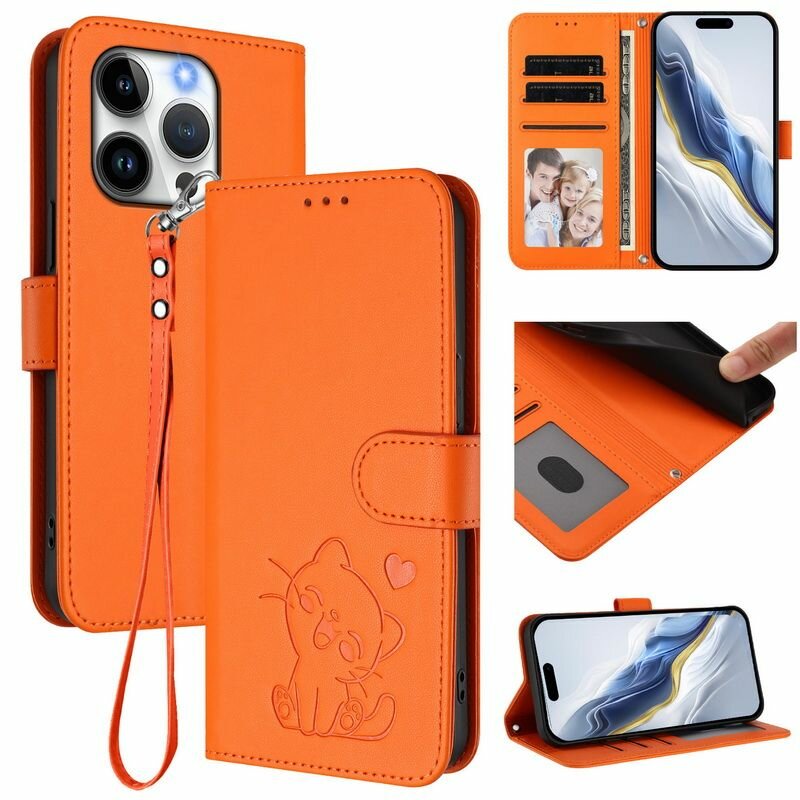 Чехол книжка для Айфон 14 Pro ( iPhone 14 Pro ) кожаный с магнитной застежкой, с функцией подставки, коротким шнурком