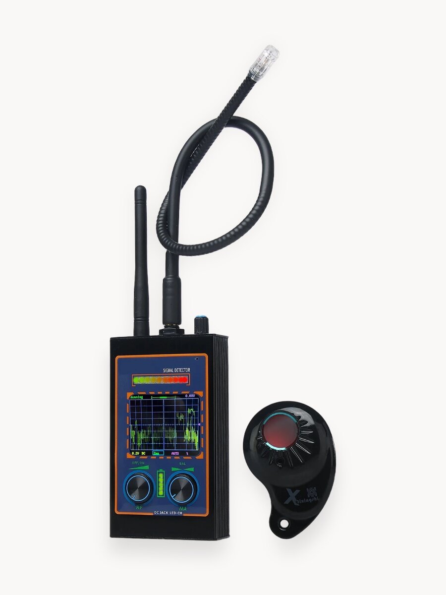 Детектор жучков 4 в 1 AZHMS-02, 5-го поколения: поиск жучков/скрытых камер/прослушки/GPS трекеров.