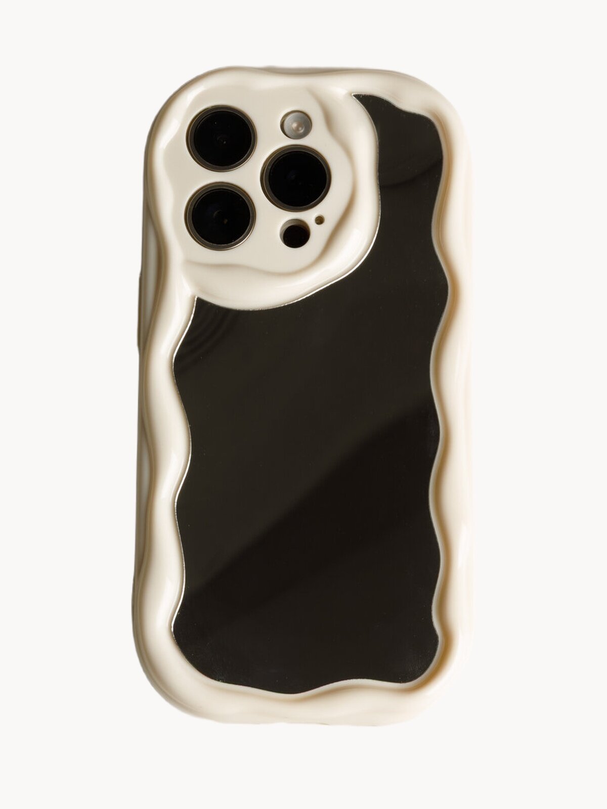 Чехол с зеркалом, для iPhone 14, белый, пластик, стекло, зеркальный