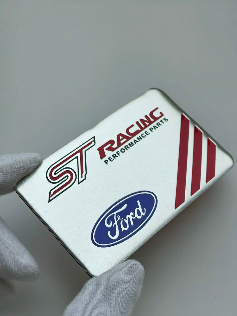 Алюминиевая наклейка 80*50 мм. Ford ST Racing эмблема наклейка на авто Форд 1 шт.
