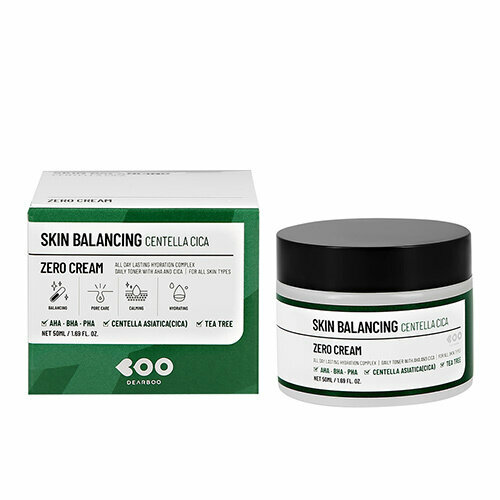 Крем для лица DEARBOO SKIN BALANCING с AHA, BHA и PHA-кислотами, экстрактом центеллы азиатской и маслом чайного дерева 50 мл