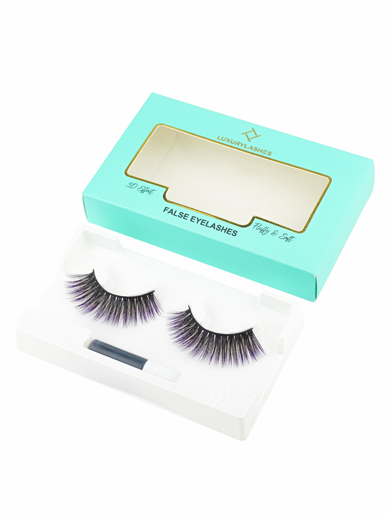 Luxury Lashes Накладные ресницы омбре фиолетовые с клеем