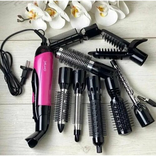 Стайлер для волос с насадками Gemei GM-4835 Компактный розовый стайлер для укладки волос 10в1 431900₽
