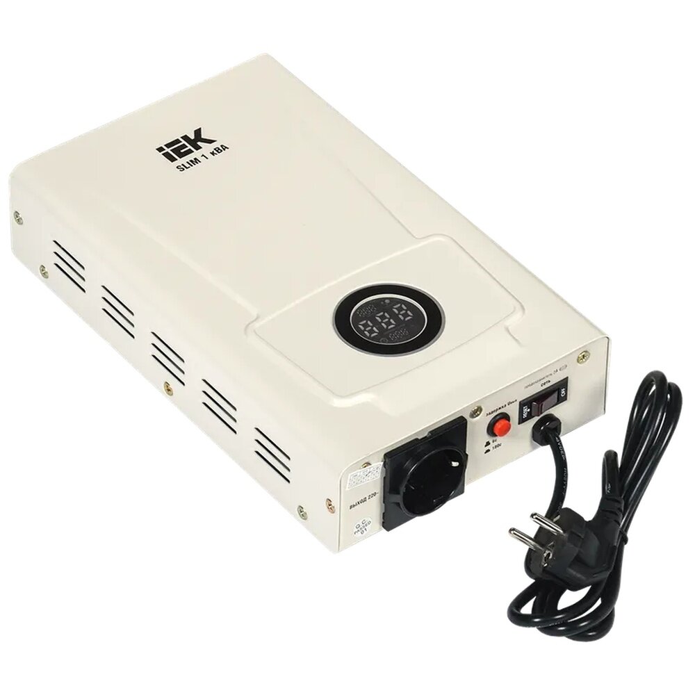 Стабилизатор напряжения релейный IEK SLIM 1кВА настенный 220В IP20 защита от перегрева цифровая индикация