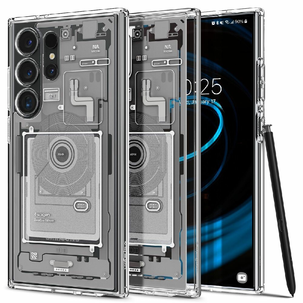 Чехол Spigen на Samsung Galaxy S24 Ultra (ACS07294) Ultra Hybrid Zero One / Спиген чехол для Галакси С24 Ультра внутренности, противоударный, с защитой камеры, белый