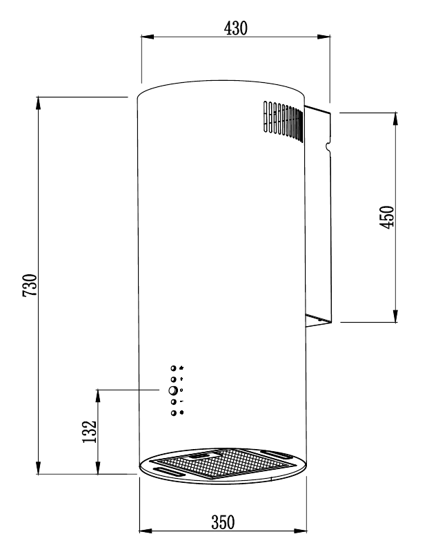 Вытяжка цилиндрическая пристенная Weissgauff Gracia 70 BL 3 года гарантии, Алюминиевый жировой фильтр, Низкий уровень шума