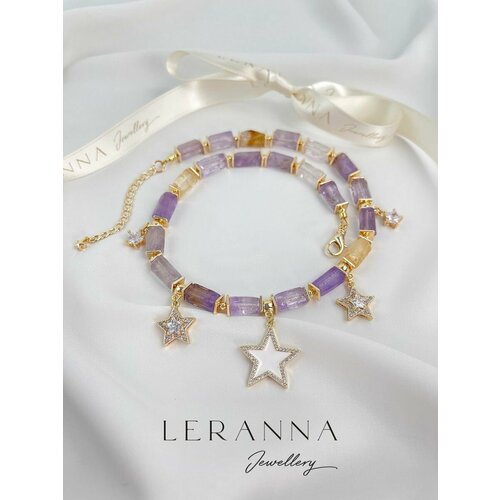 Колье LERANNA Колье из аметрина с подвесками Звезды, фианит, аметрин, длина 40 см, золотой, лиловый