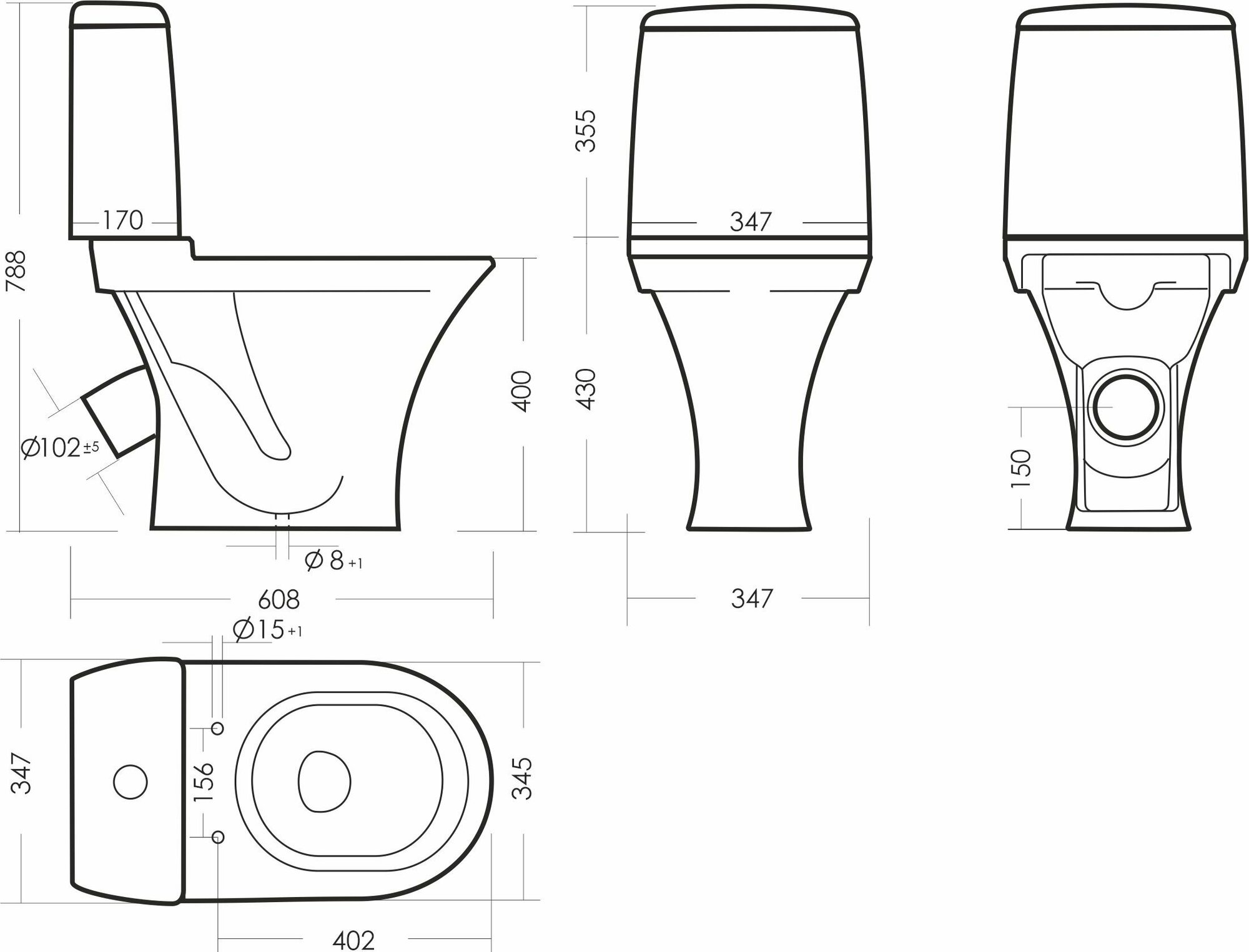 Унитаз напольный SANITA Аттика 78x34x60 см