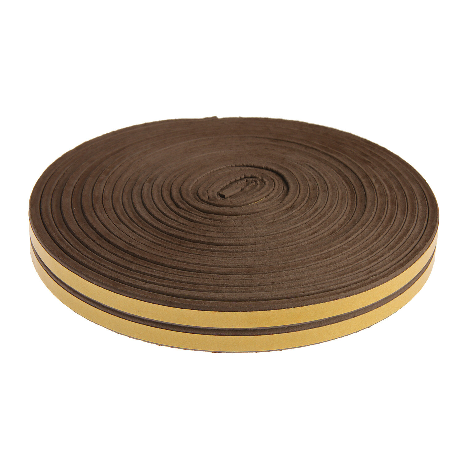 Уплотнитель для окон и дверей из пористой резины с клеевым слоем, Коричневый, профиль E, 10 метров