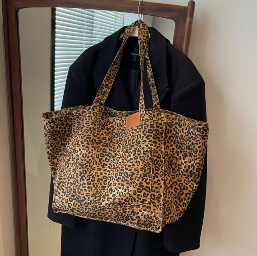 Сумка шоппер , фактура зернистая, леопардовый — фото 1