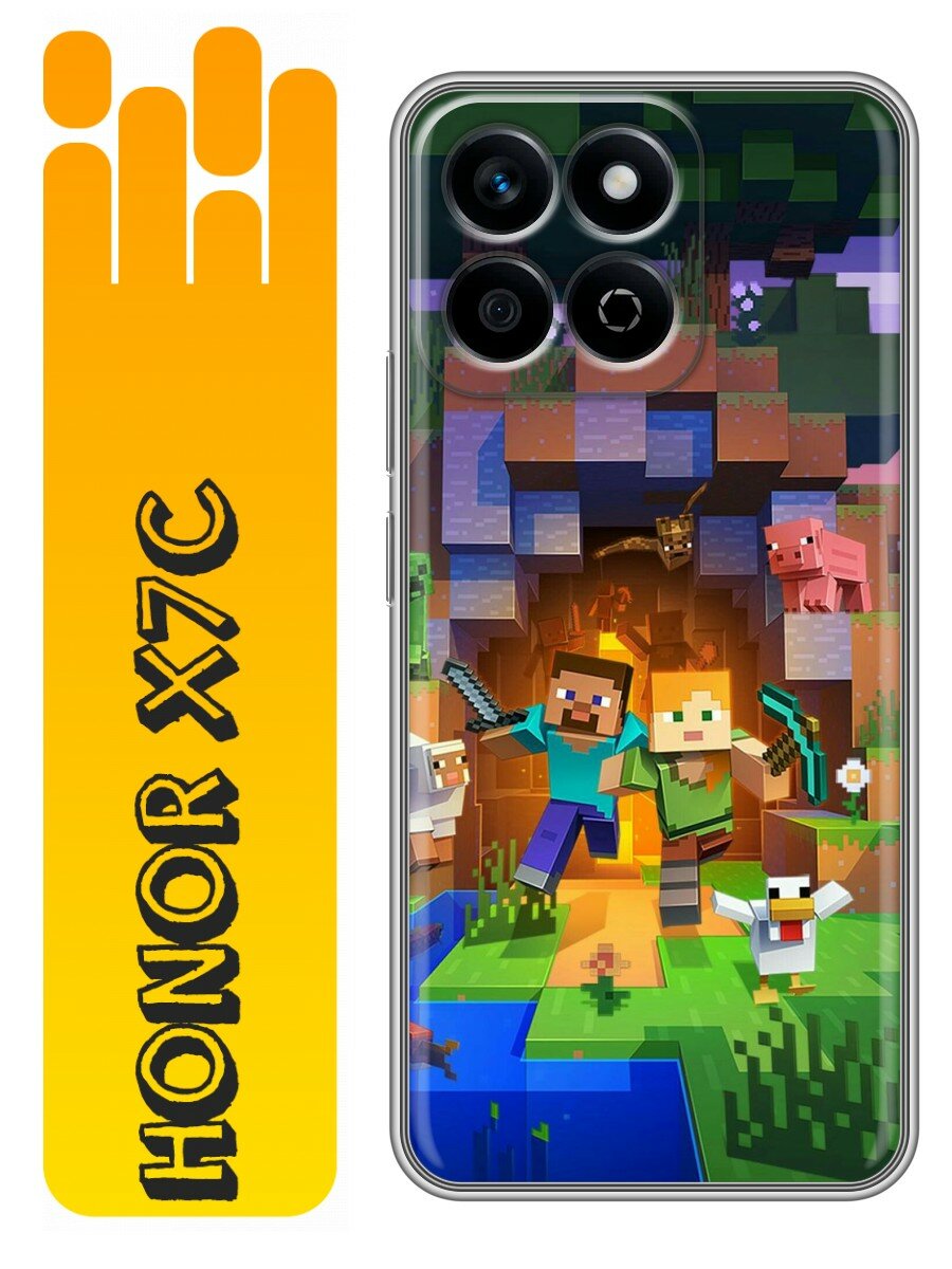 Чехол для Honor X7C 4G с принтом Minecraft Майнкрафт (Хонор Х7С 4G)