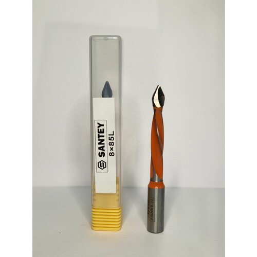 Сверло сквозное присадочное левое SANTEY D8*85 LH цельная твердосплавная напайка, боковая заточка