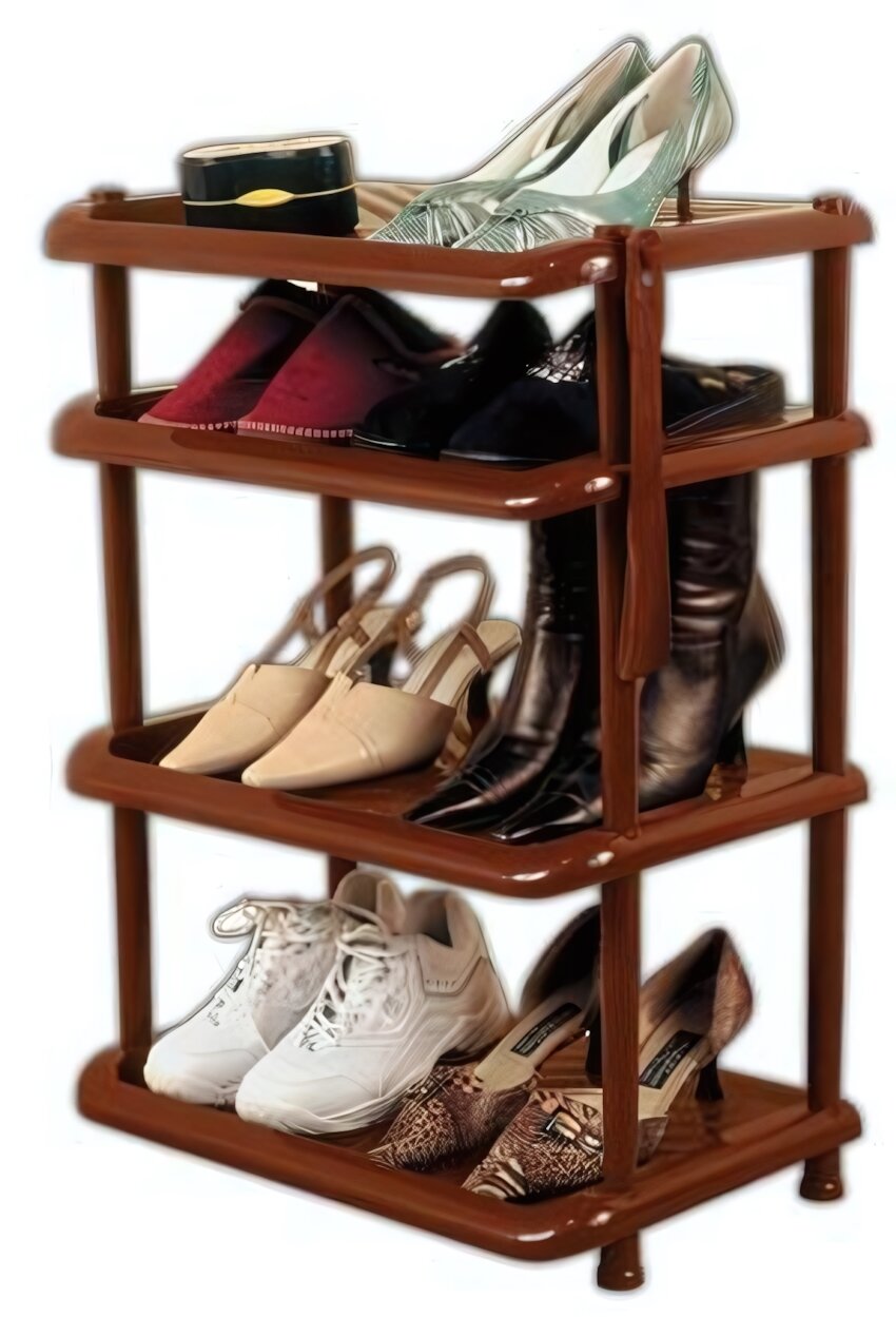 Этажерка для обуви «Комфорт» 4 полки коричневая компактная и легкая
