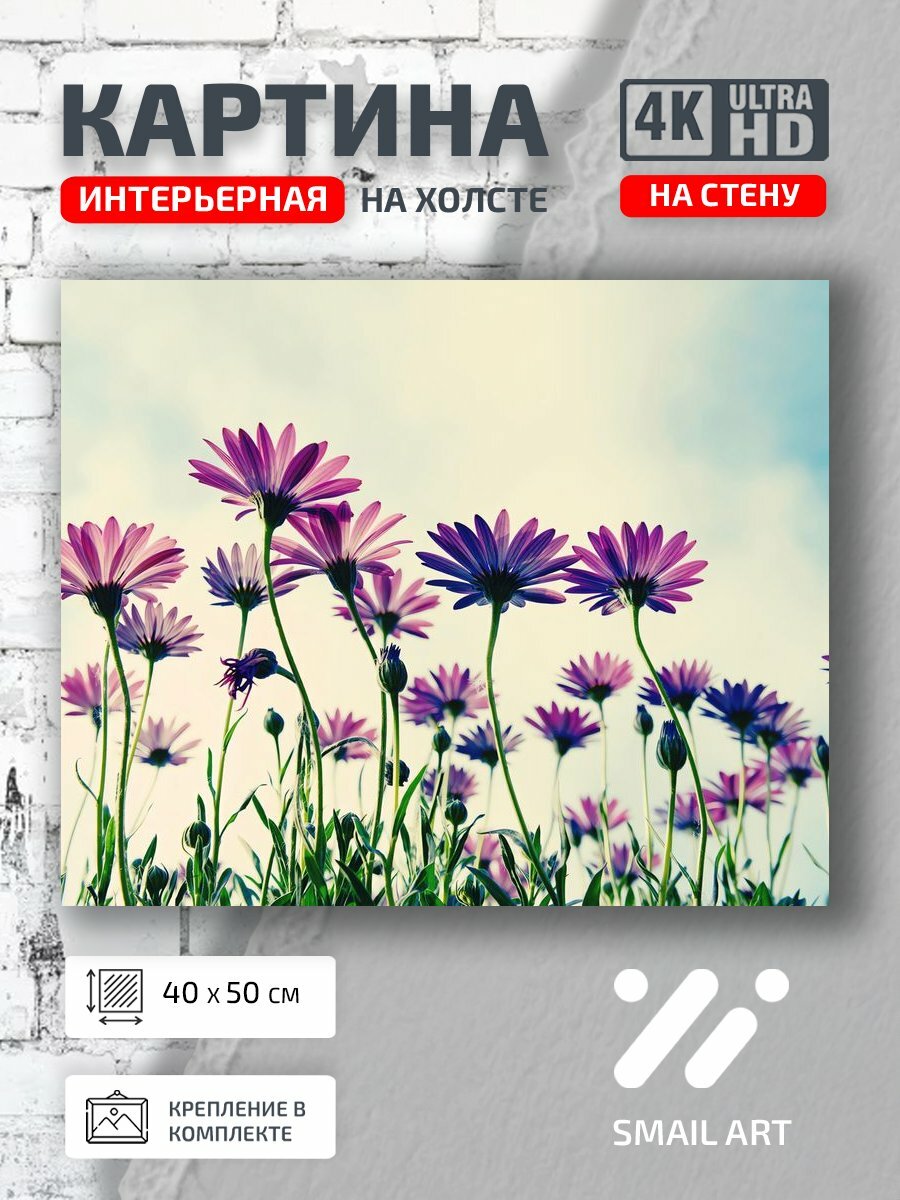 Картина на холсте интерьерная 40 на 50 на стену Цветочки Mood для офиса атмосфера интерьер