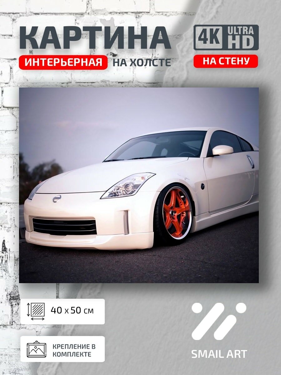 Картина на холсте интерьерная 40 на 50 на стену Nissan 350Z для студии атмосфера