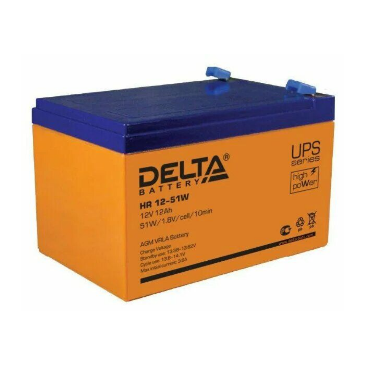 Аккумуляторная батарея Delta HR 12-51 W, оранжевый/синий, 12А. ч