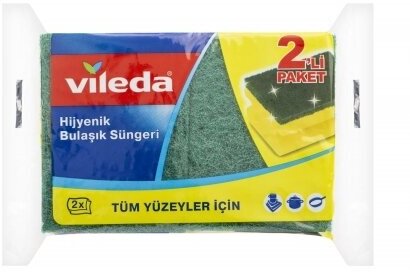 Губка Vileda "Glitzi" для мытья посуды, 1 уп/2 шт, желтый/зеленый — фото 1