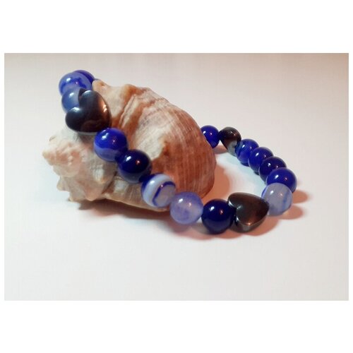 фото Браслет из синего агата (ультрамарин) 8 мм уральские камни
