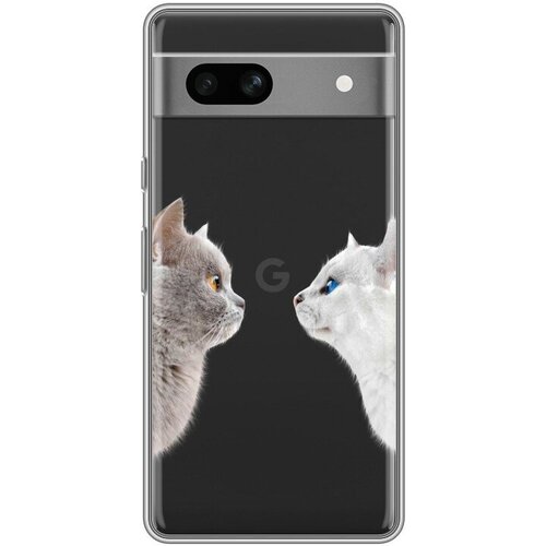 Полупрозрачный дизайнерский силиконовый чехол для Гугл Пиксель 7А / Google Pixel 7A Кошки принт полупрозрачный дизайнерский силиконовый чехол для гугл пиксель 5а 5g google pixel 5a 5g кошки принт