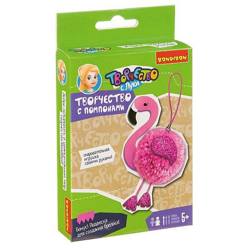 фото Bondibon набор для создания игрушки из помпона фламинго (вв3948)