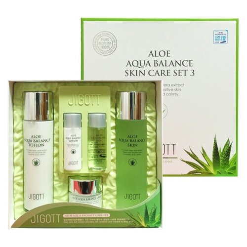 Jigott Набор Aloe Aqua Balance Skin Care jigott aloe water blue cream увлажняющий крем для лица с экстрактом алое 70 мл