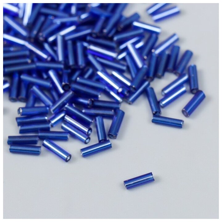 фото Бисер "Zlatka" стеклярус 10 г, размер 3", 6 мм, №0028 т. синий 93"78550