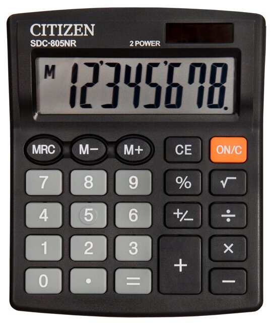 Калькулятор бухгалтерский CITIZEN SDC-805NR черный 8-разр.