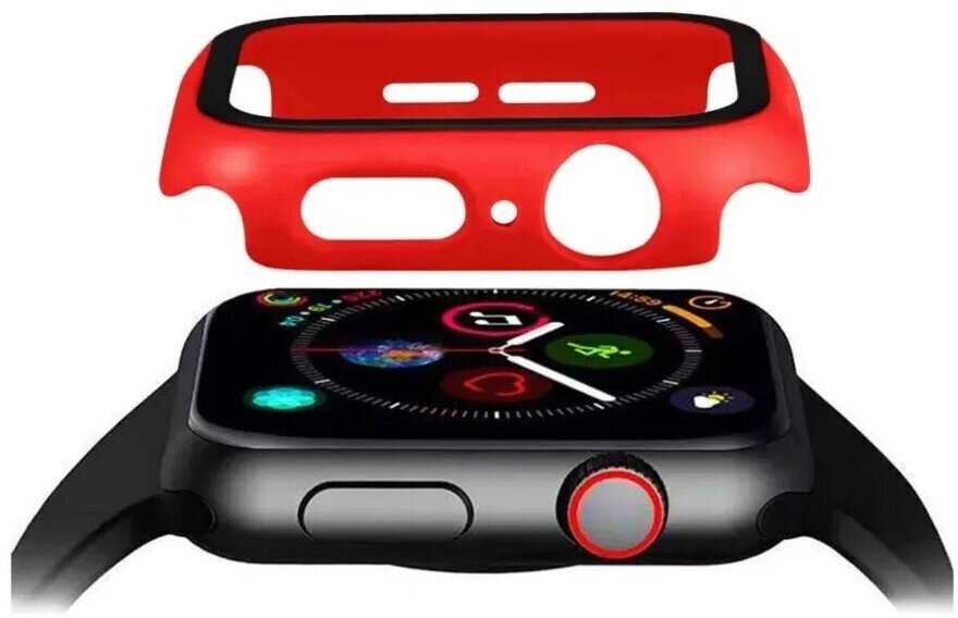 Защитный пластиковый чехол (кейс) Apple Watch Series 7 8 (Эпл Вотч) 41 мм для экрана/дисплея и корпуса противоударный бампер красный