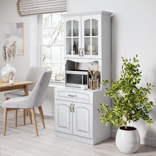 Буфет Puzzlemebel Шкаф-Пенал Галиано Витрина для посуды и микроволновки белый 24140₽