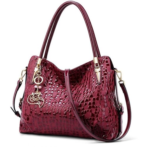 Сумка  пляжная FOXER повседневная, натуральная кожа, фактура гладкая, вмещает А4, внутренний карман, регулируемый ремень, бордовый