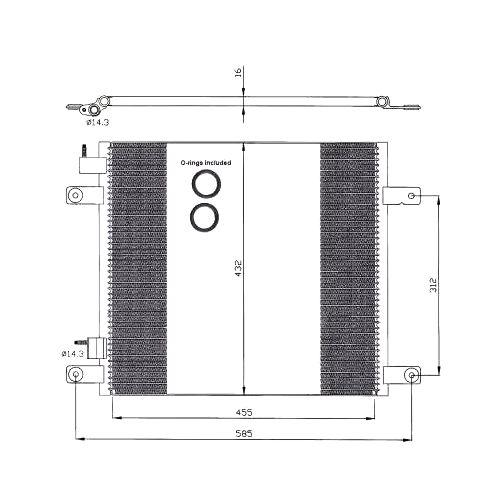 Радиатор кондиционера NRF 35364, 455 мм